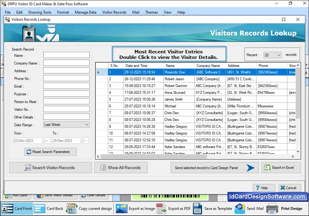 Visitors Record Lookup